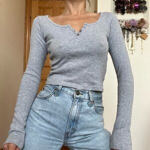 Brandy Melville thermal long sleeve henley top